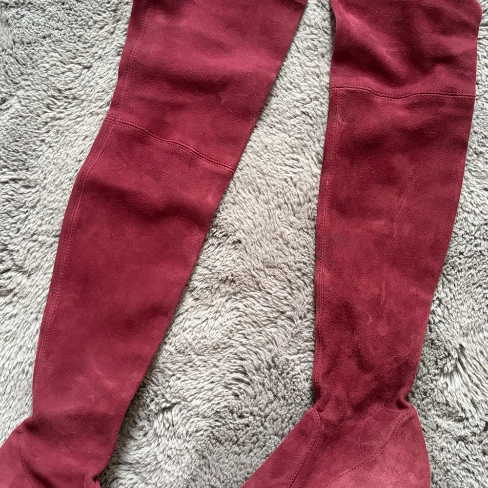 Stuart Weitzman Tieland Over The Knee Heeled Cabernet Suede Boot